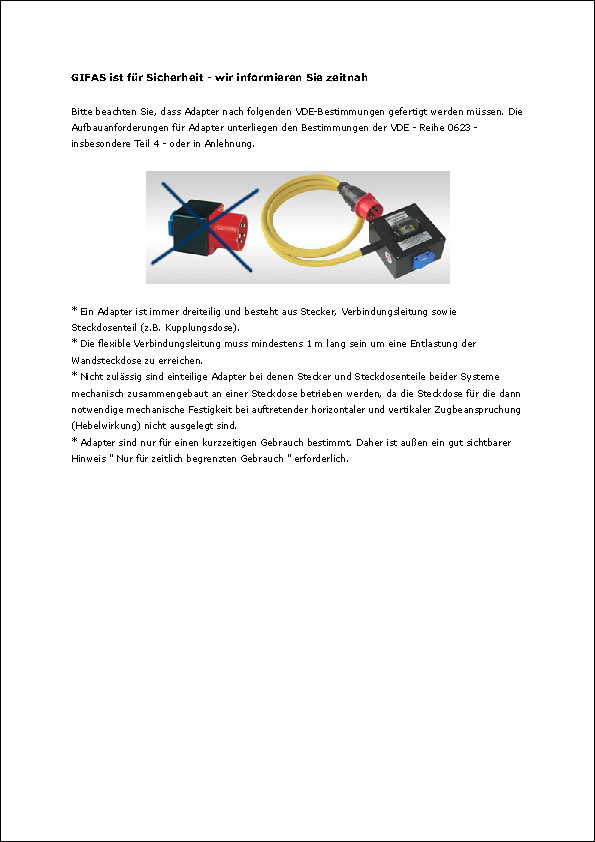 VDE requirements for adaptors (German Version)