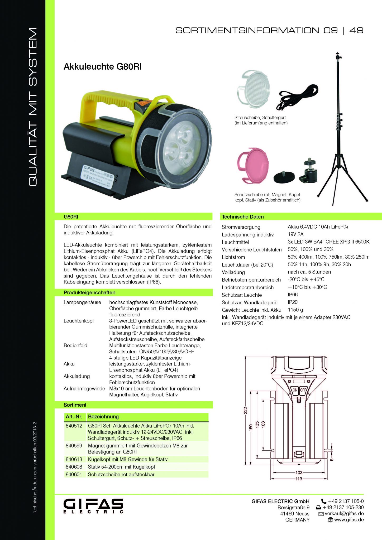 G80RI Rechargeable light