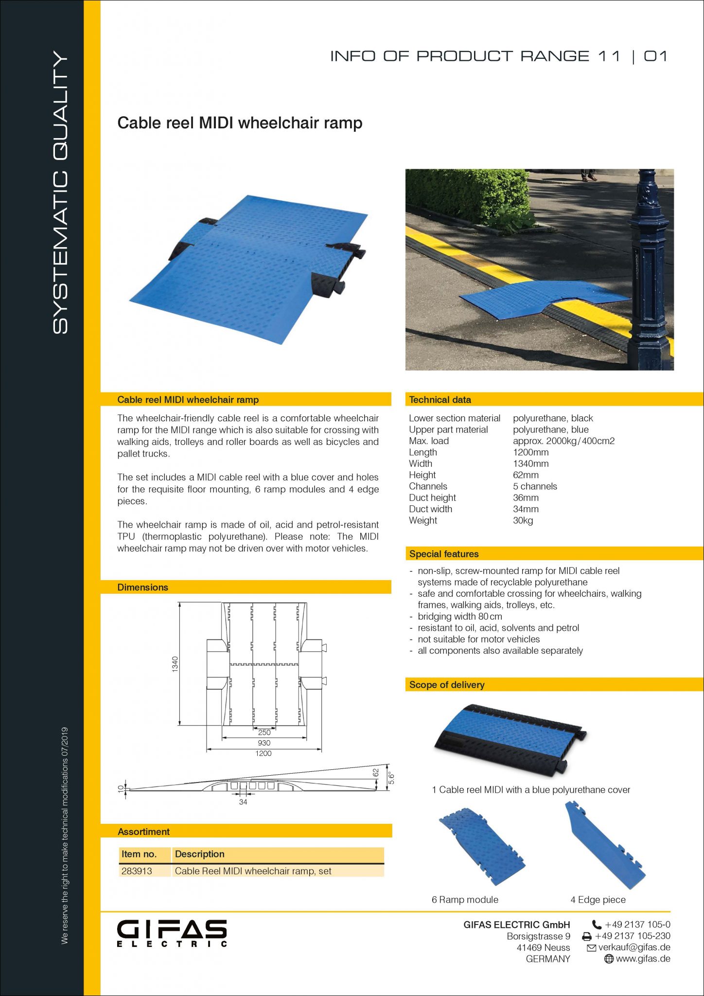 Cable reel MIDI wheelchair ramp