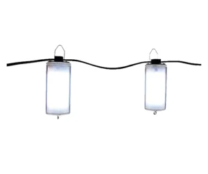 Arbeitsleuchte LED-Rundumleuchte PortLED von GIFAS zu Abhängung einzeln oder im Verbund. Zwei Einzelleuchten hängend an Verbindungskabel montiert
