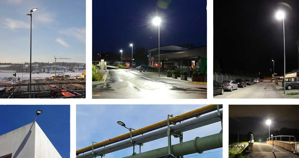 Straßenbeleuchtung und Parkplatzbeleuchtung in der Industrie und im öffentlichen Bereich.