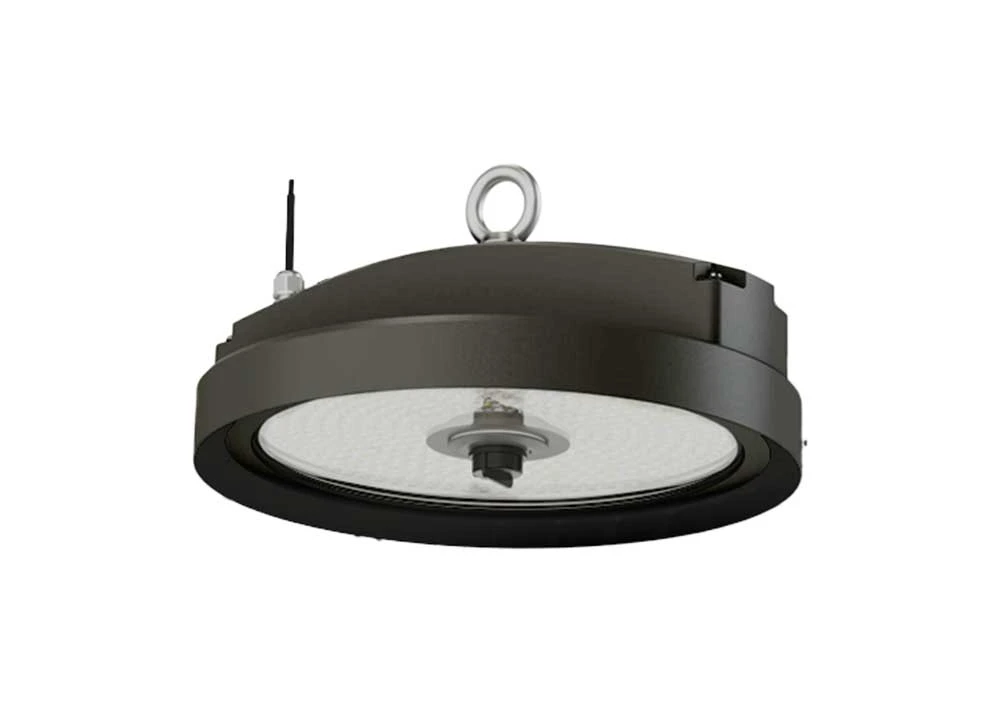 Schwarzer LED Hallenstrahler rund mit CCT und DALI